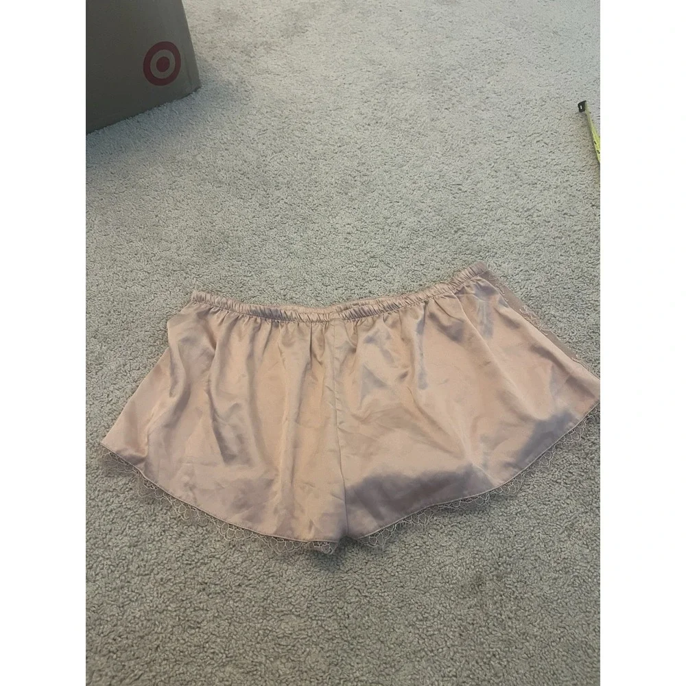 Victoria's Secret Satin & Lace Babydoll Cami Top/Shorts Pajama Set Size‎ XL Pink